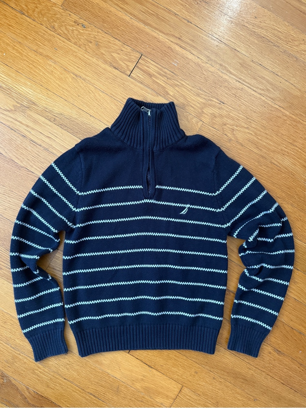Nautica navy striped half zip sweater - size small (8)